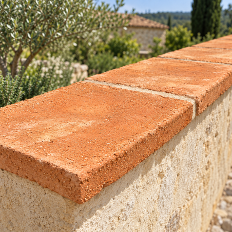 Dessus de mur en Brique Foraine - Couvertine - 42x28cm - 5cm - Réédition Rouge -