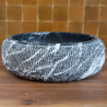 Vasque à poser Marbre Noir Veiné Blanc - ⌀ 40x15cm - Hauteur 14cm - Bombée Eclatée -