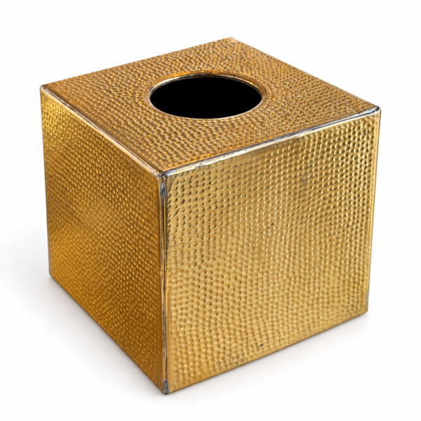 Cache Mouchoir - Laiton - ≈13x13x13cm - Martelé -