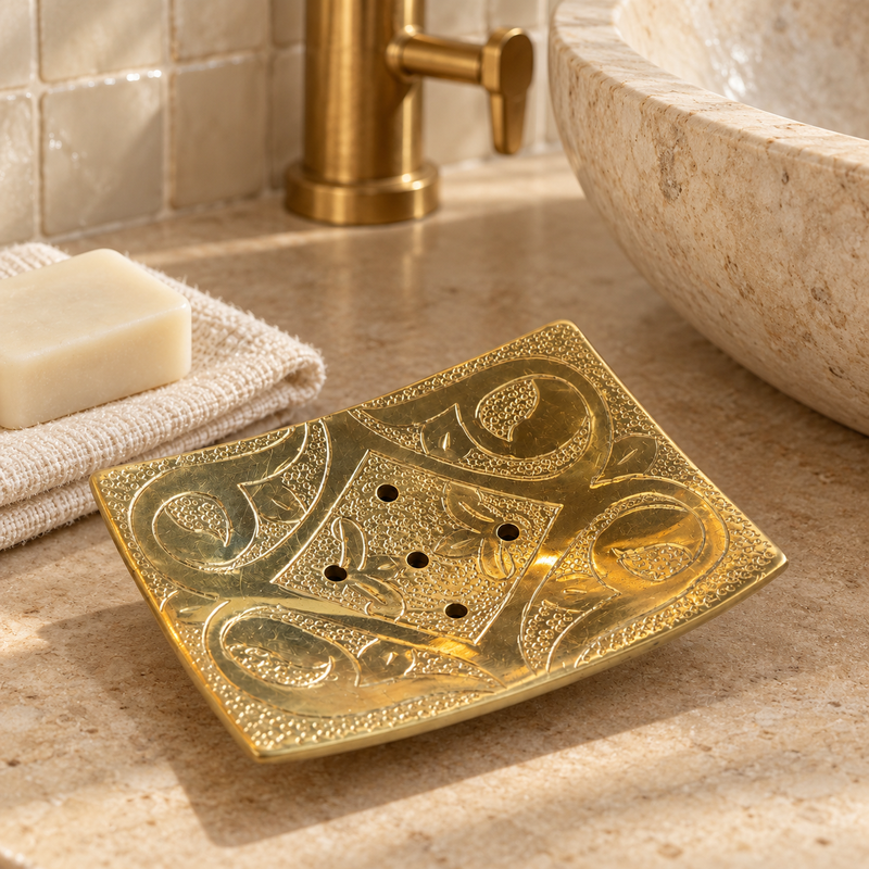 Porte Savon - Laiton - Rectangle - Coulé - Ciselée -