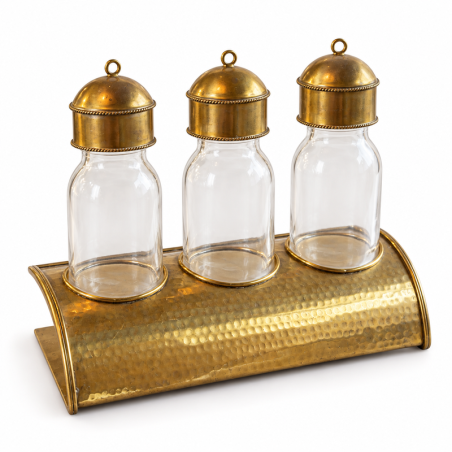 Flacon - Laiton - Triple - ≈15x10cm - Martelée -