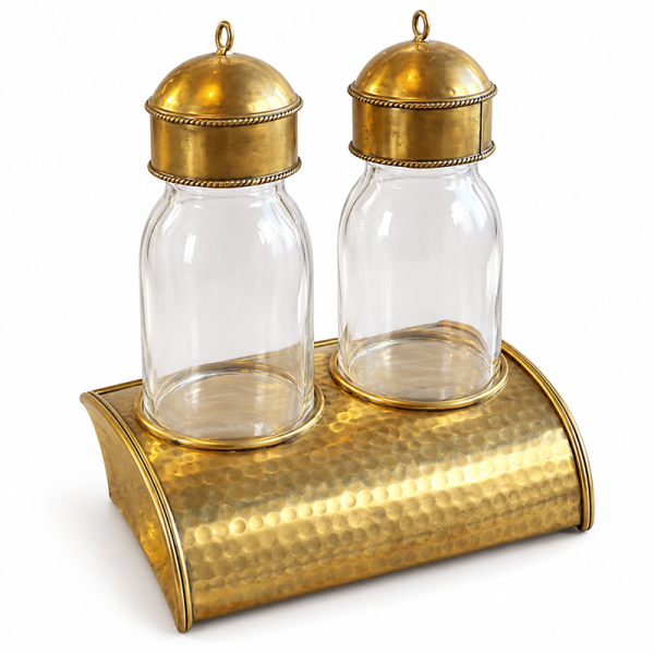 Flacon - Laiton - Double - ≈10x10cm - Martelée -