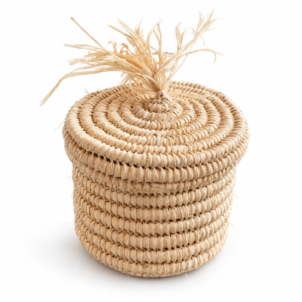 Boite Raphia - ≈d10x10cm -