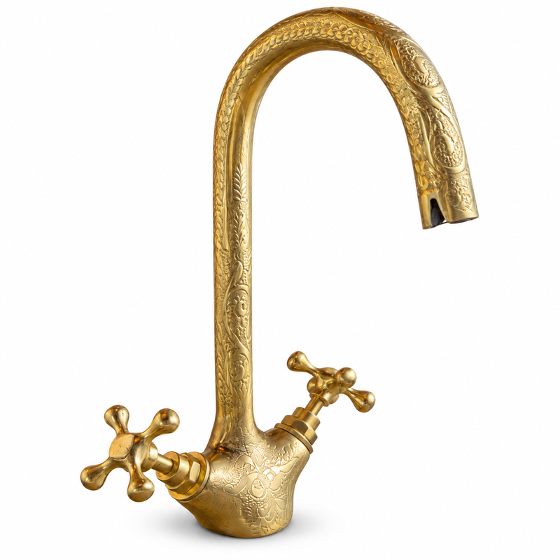 Robinet Artisanal - Laiton - Serpent - ≈15x17x30cm - Ciselé -