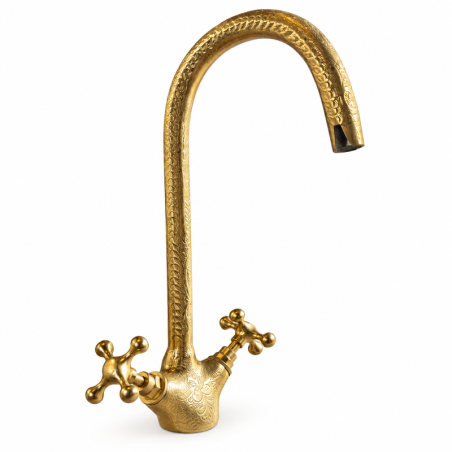Robinet Artisanal - Laiton - Serpent - ≈15x17x32,5cm - Ciselé -