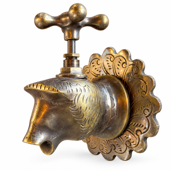 Robinet artisanal - Laiton - Lion - ≈d6x8x10cm - Vieillie -