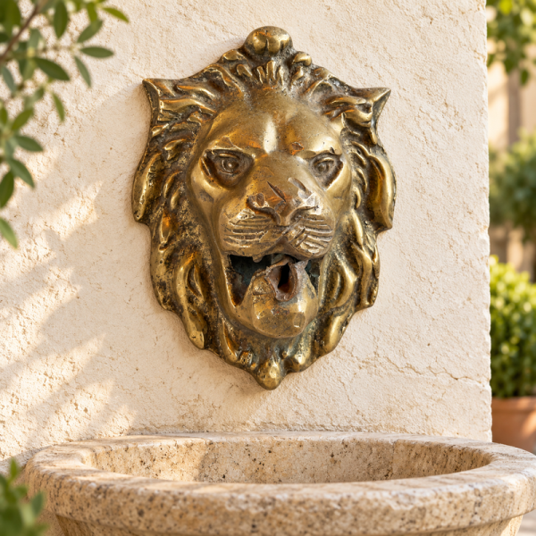 Crachoir artisanal - Laiton - Tete de Lion - ≈13x18cm -