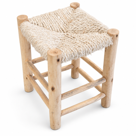 Tabouret Bohème - Blanc - ≈30x30x40cm -