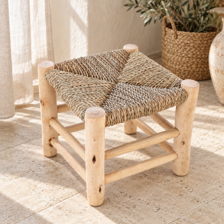 Tabouret Bohème - Naturel - 30x30x30cm -