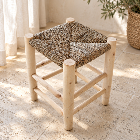Tabouret Bohème - Naturel - 30x30x40cm -