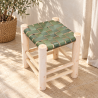 Tabouret Bohème - Cuir Kaki - 30x30x40cm -