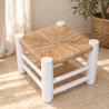 Tabouret Bohème - Naturel & Blanc - 30x30x30cm -