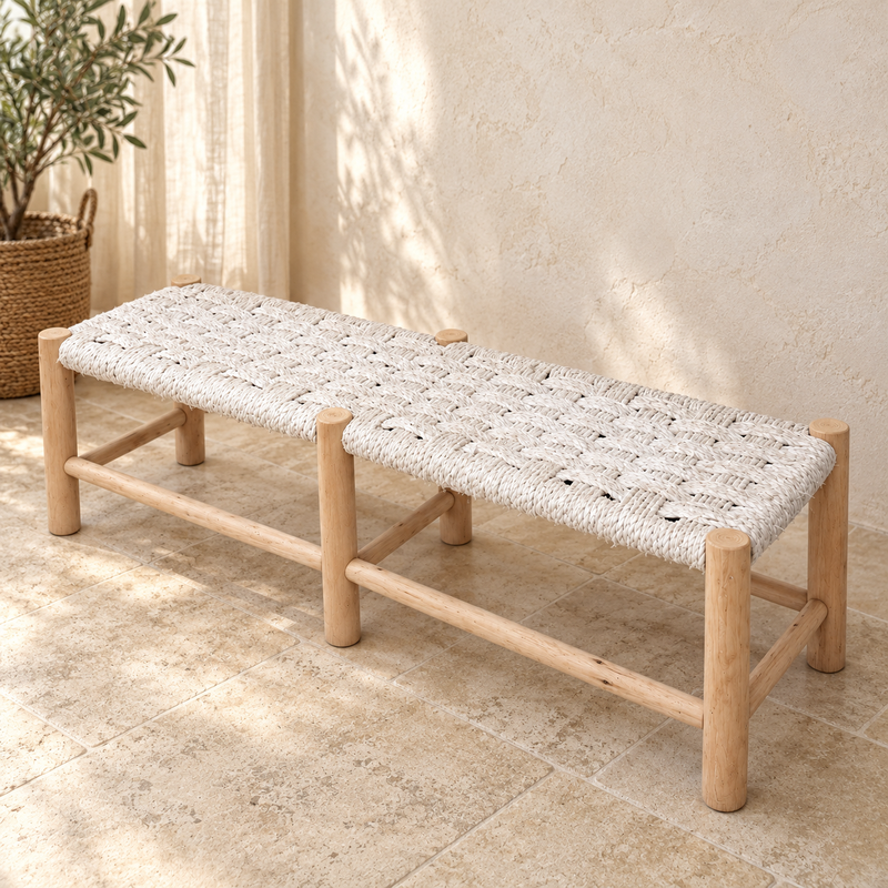 Banc - Bohème - Blanc - 140x40x45cm -