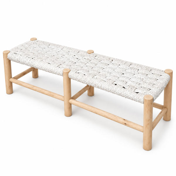 Banc - Bohème - Blanc - 140x40x45cm -