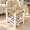Tabouret Bohème - Naturel & Blanc - 30x30x40cm -