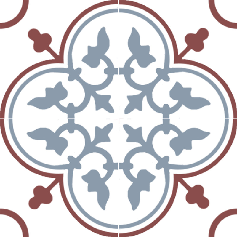 Carreaux de Ciment - Lyonnais Simplifié - 20x20cm ≈ 18mm -