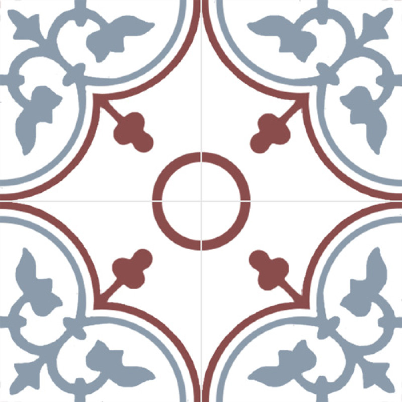 Carreaux de Ciment - Lyonnais Simplifié - 20x20cm ≈ 18mm -