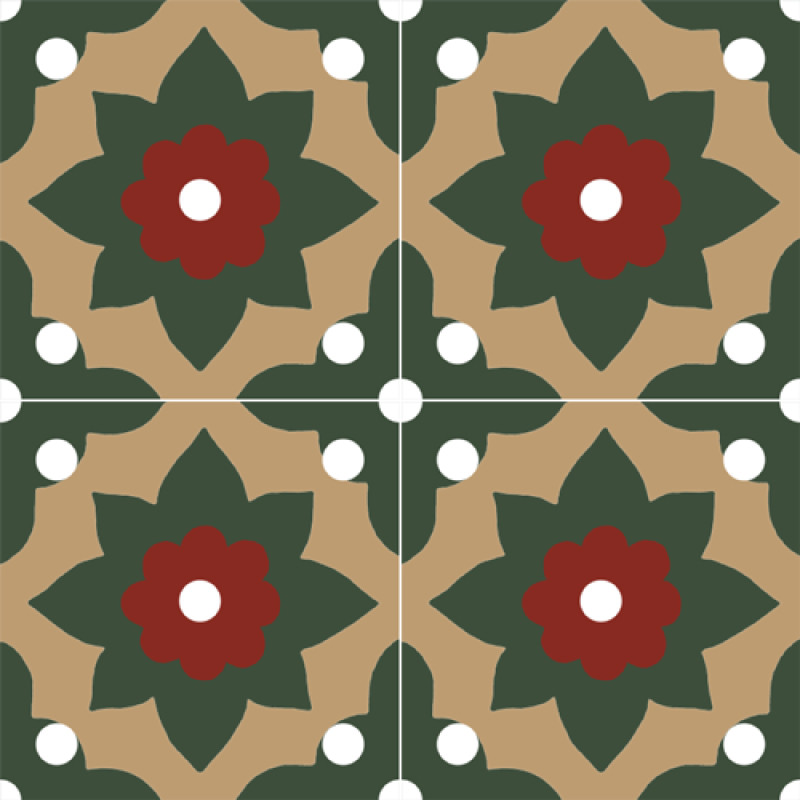 Carreaux de Ciment - Forêt - 20x20cm ≈ 18mm -