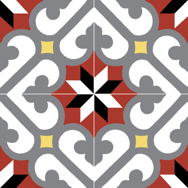 Carreaux de Ciment - Tarnais Fleuri - 20x20cm ≈ 18mm -