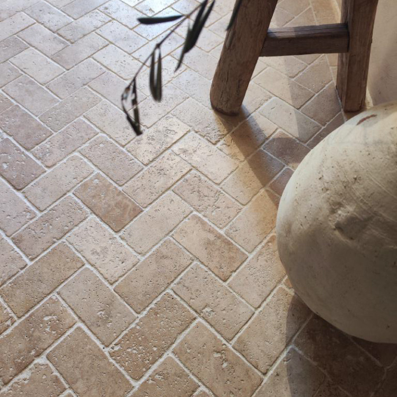 Faïence Travertin Premier choix mix Beige - 7,5 x15 cm - Épaisseur 10mm - Vieillie -