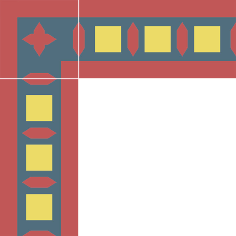 Carreaux de Ciment - Angle Frise - FP2 - 10x10cm ≈ 18mm -