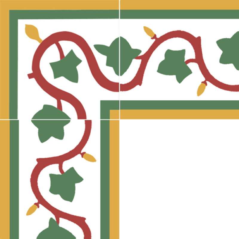 Frise Carreaux de Ciment - Angle Feuille - 20x20cm ≈ 18mm -