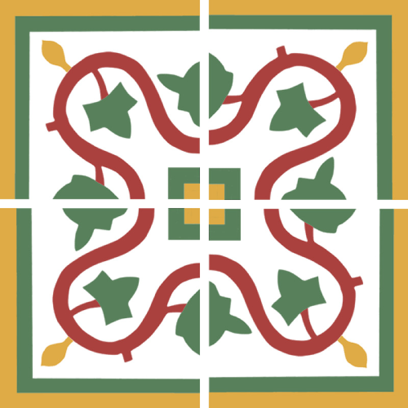 Frise Carreaux de Ciment - Angle Feuille - 20x20cm ≈ 18mm -