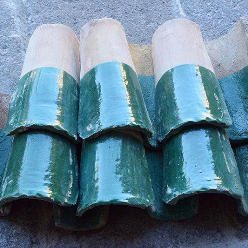 Tuile Marocaine - Vernissée Verte - ≈ 30x16/10cm -