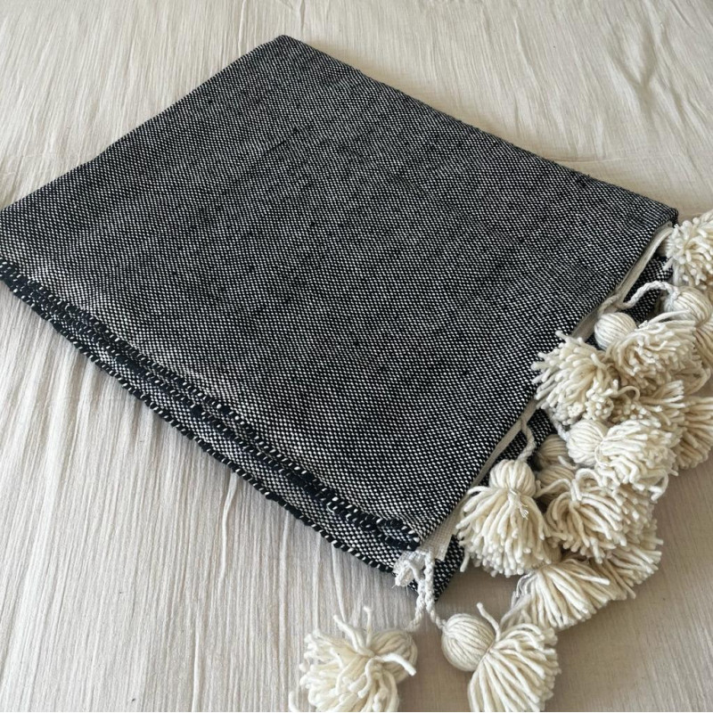 Tapis / Plaid - Pompom - 2,5/1,5m - Coloris au choix -