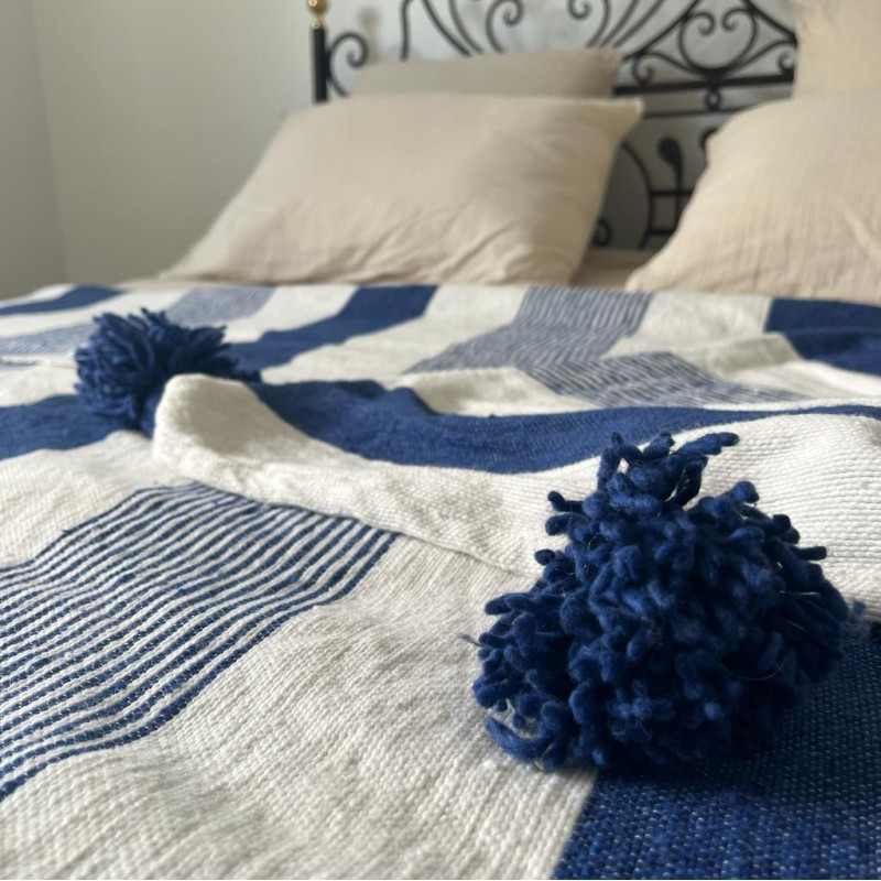 Plaid - Pompom - Uni - Rayures - M / L -