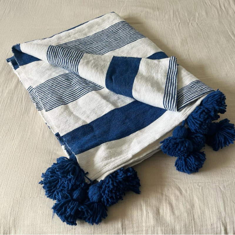 Plaid - Pompom - Uni - Rayures - M / L -