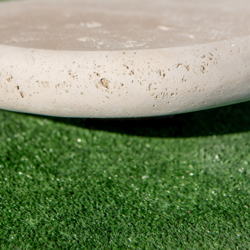 Angle Sortant Travertin Beige - Bord arrondi - 33/33cm 5cm - Vieillie -