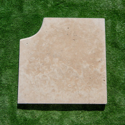 Margelle Travertin Beige - Angle Rentrant 45/45cm - 5cm - Bord arrondi - Vieillie -