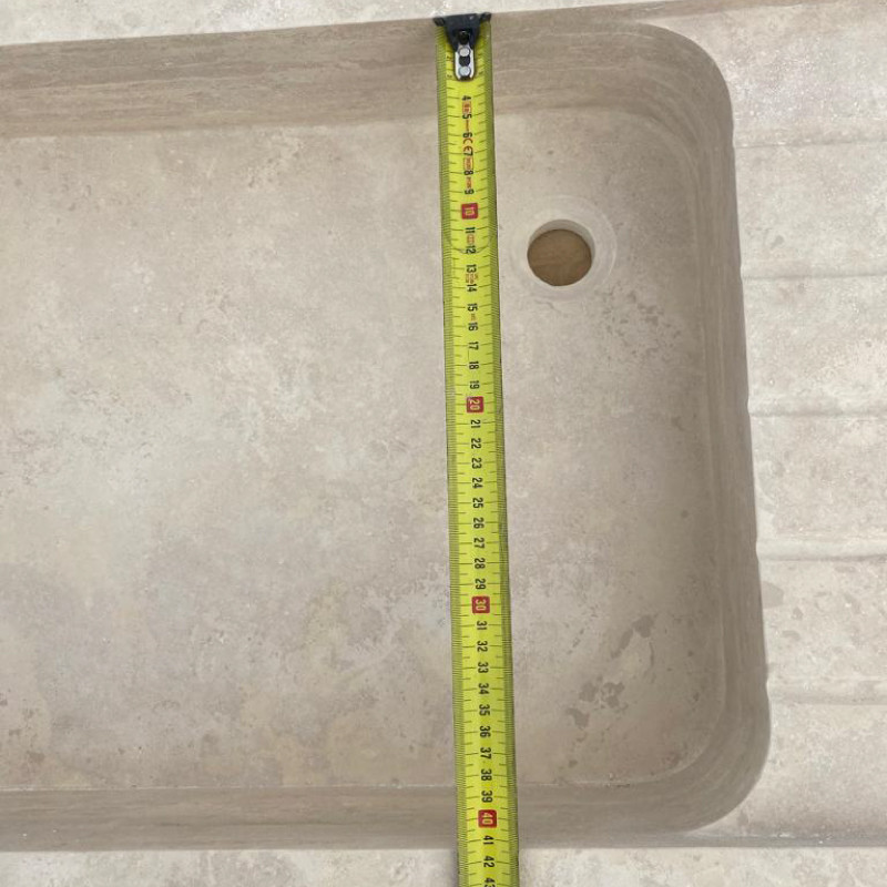 Evier Travertin Naturel 1 bac - 100/50cm - Hauteur 15cm - Lisse -