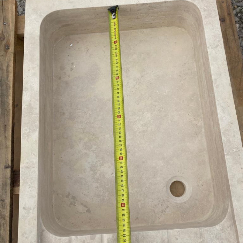 Evier Travertin Naturel 1 bac - 100/50cm - Hauteur 15cm - Lisse -