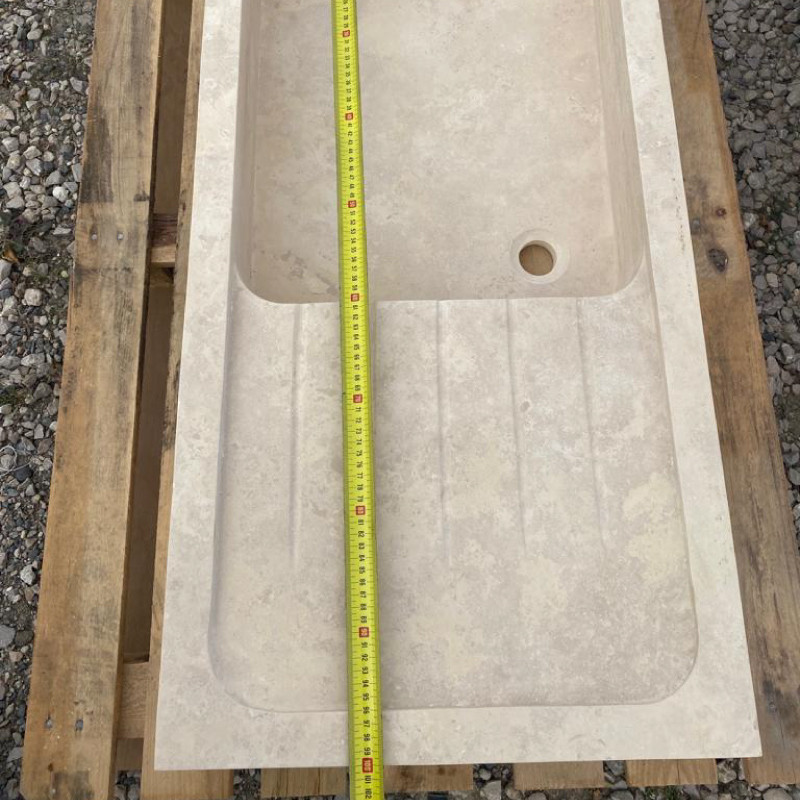 Evier Travertin Naturel 1 bac - 100/50cm - Hauteur 15cm - Lisse -