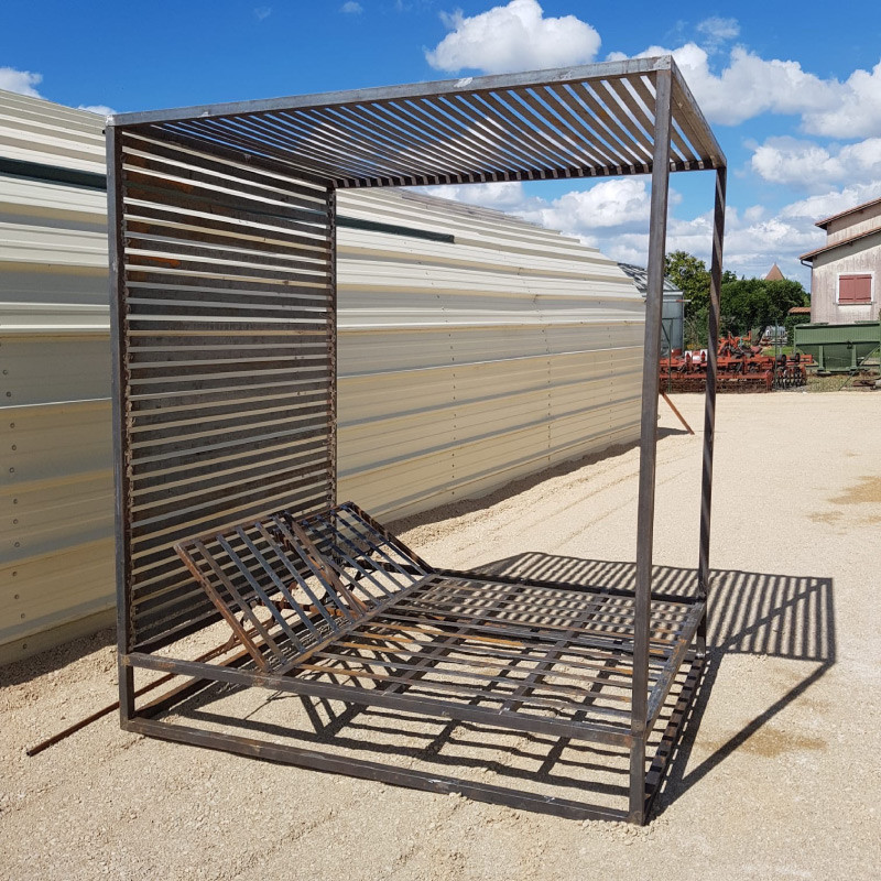 Lit d'extérieur - Métal - Design - 2 réglages - Baldaquin -