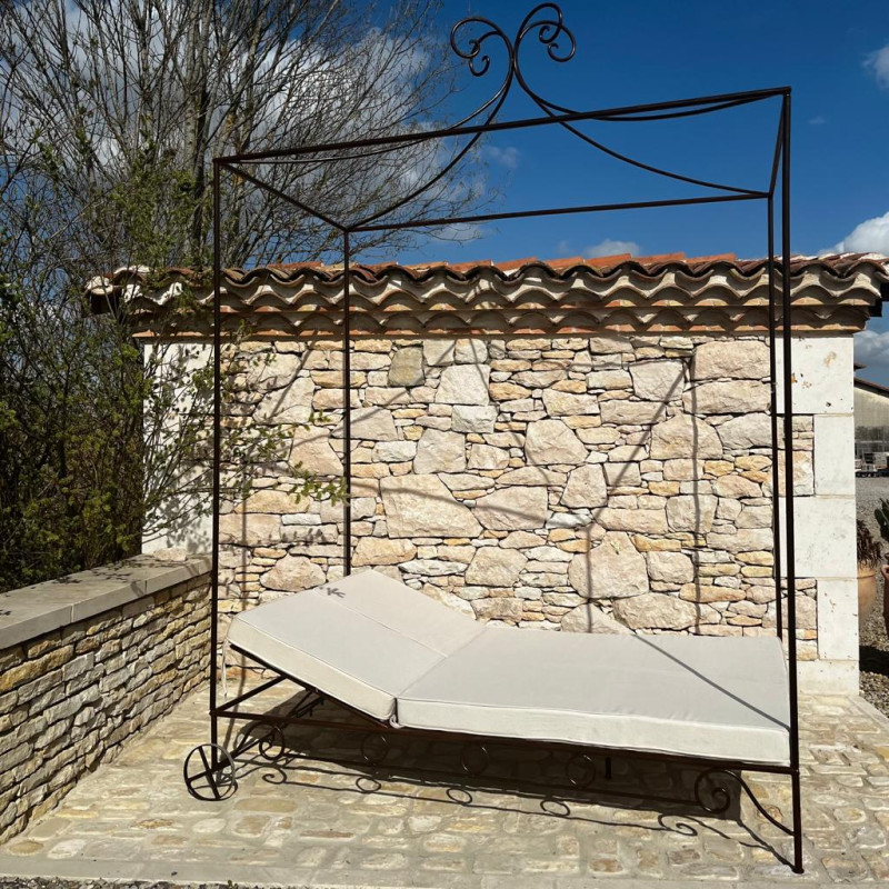 Bain de soleil - Fer Forgé - Domaine Double - 2 réglages - Baldaquin -