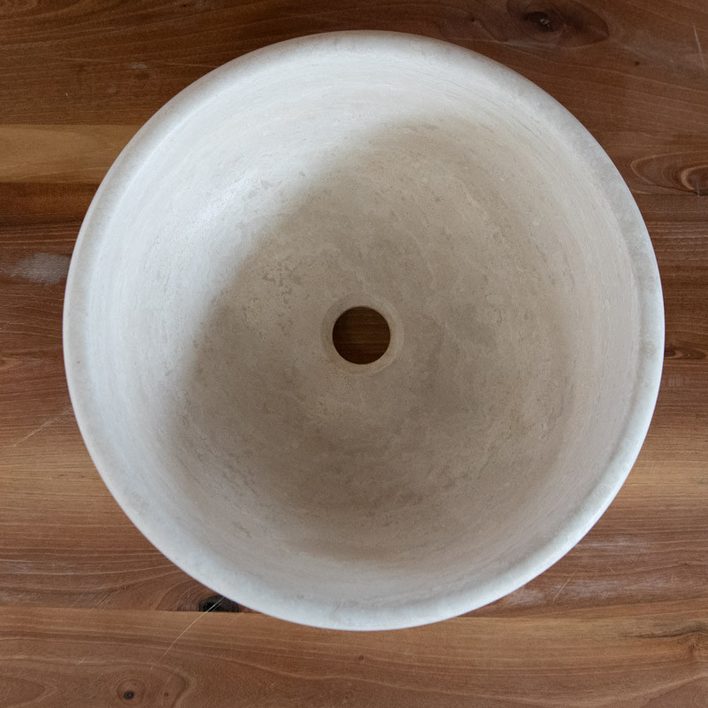 Vasque Travertin Coupe Beige - ⌀ 40cm - Hauteur 15cm - Lisse -