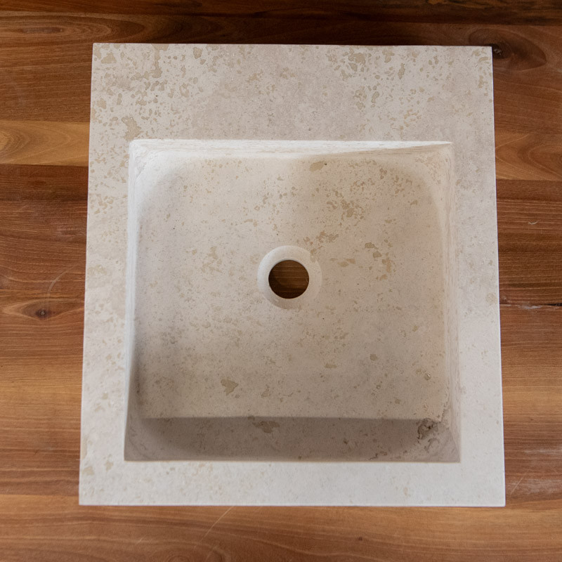 Vasque Travertin Beige - 40 x 45 cm - Hauteur 10cm - Lisse -