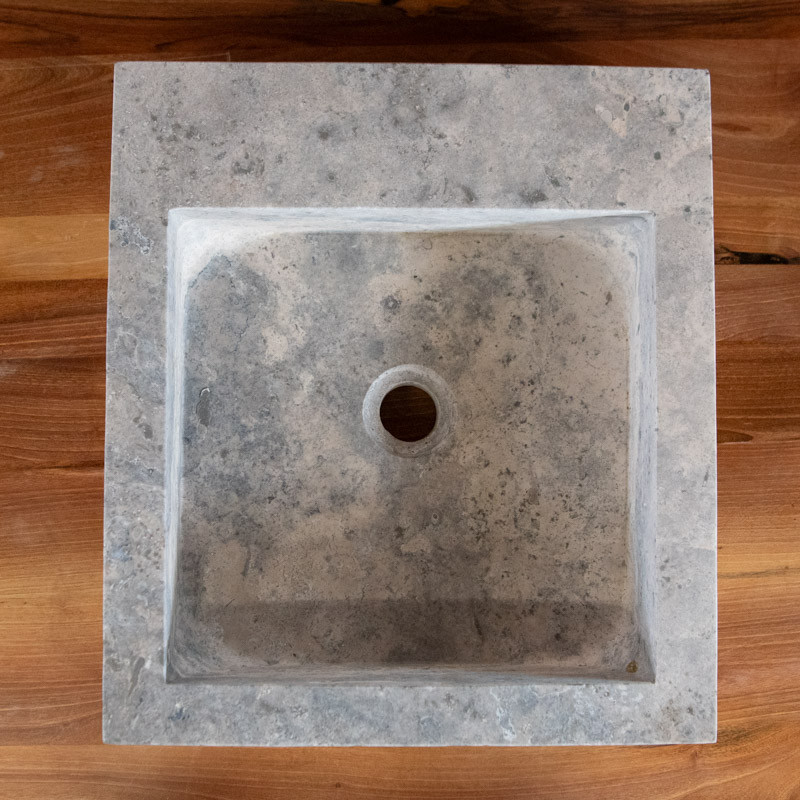Vasque à poser Travertin Silver - 40x45x10cm - Bord droit - Lisse -