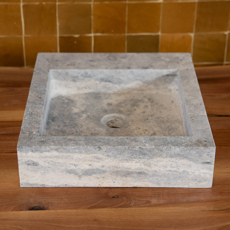 Vasque Travertin Silver - 40 x 45 cm - Hauteur 10cm - Lisse -