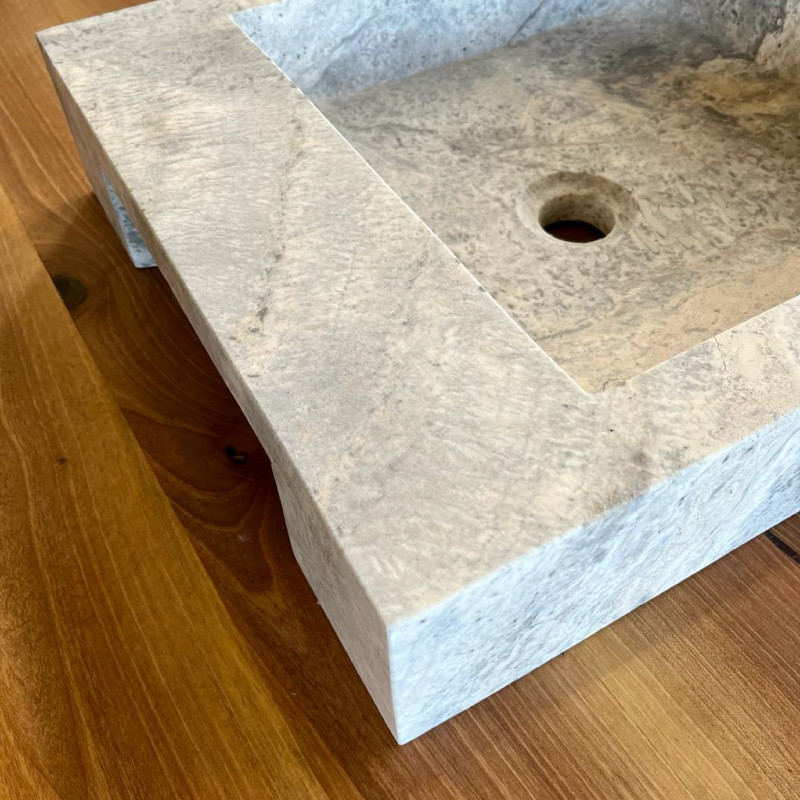 Vasque Travertin Silver - 40 x 45 cm - Hauteur 10cm - Lisse -