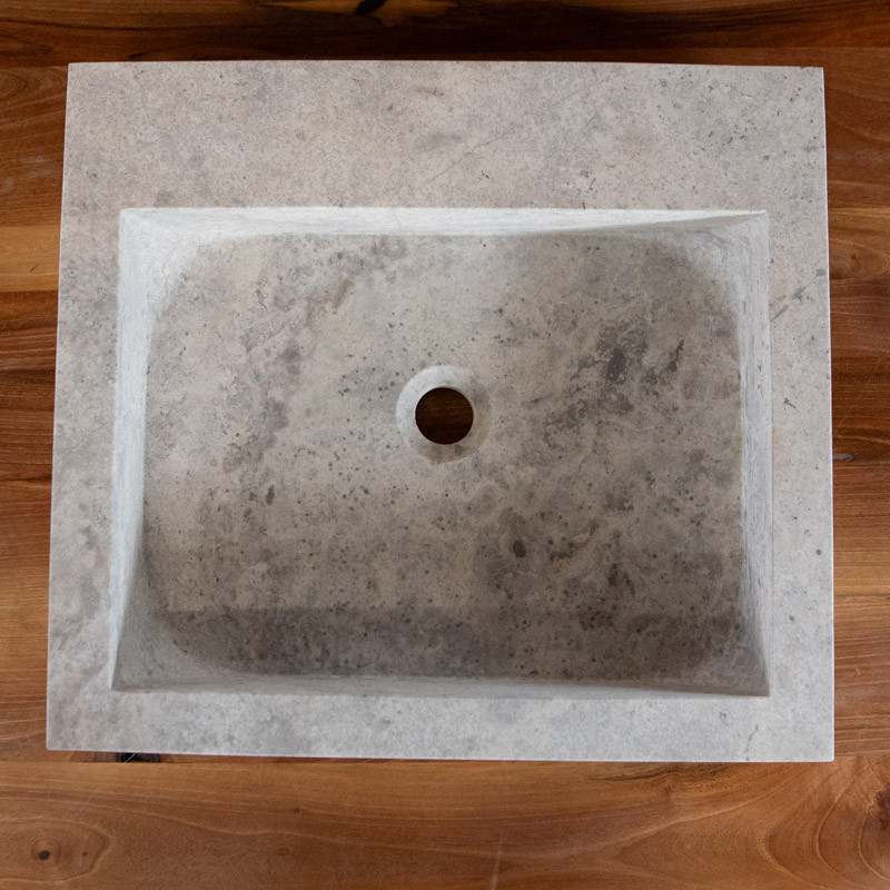 Vasque Travertin Silver - 50 x 45 cm - Hauteur 10cm - Lisse -