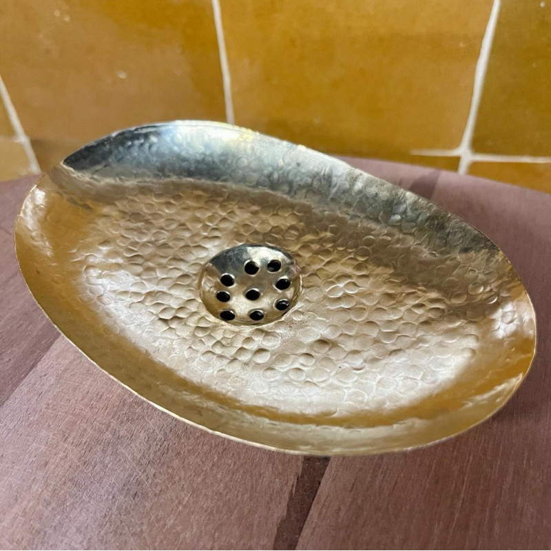 Porte Savon - Laiton - Ovale - Frappé - Martelée -