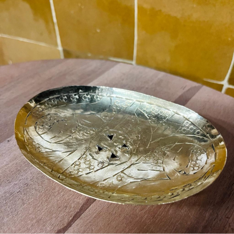 Porte Savon - Laiton - Ovale - Frappé - Ciselée -