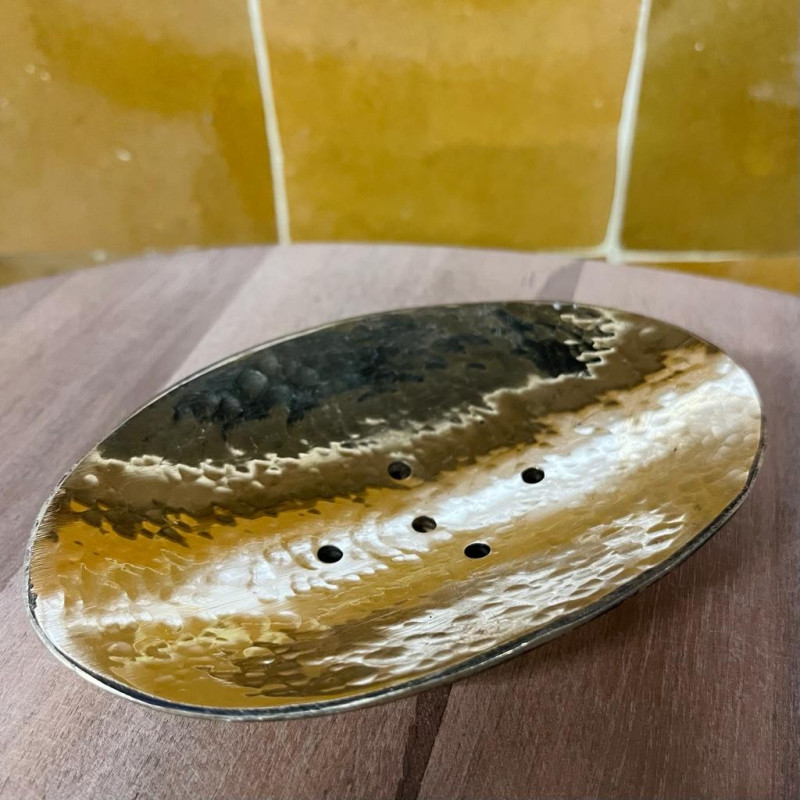 Porte Savon - Laiton - Ovale - Coulé - Martelée -