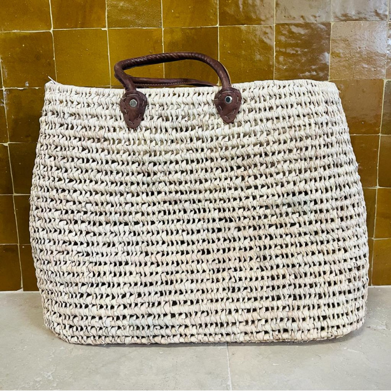 Panier artisanal - Osier - Poignée Cuir -