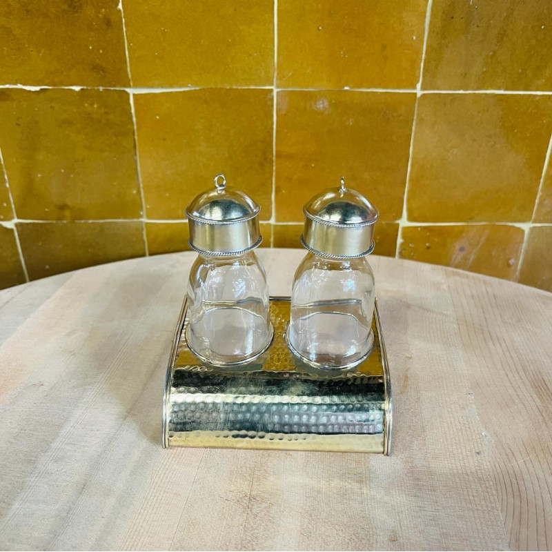 Flacon - Laiton - Double - ≈10x10cm - Martelée -