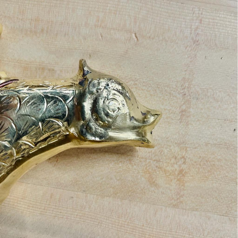 Robinet artisanal Poisson - Laiton ciselé - L : 8,5 cm -